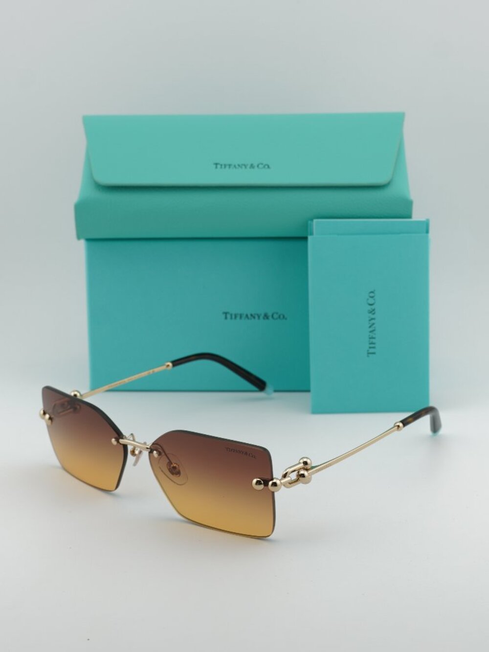 Tiffany & Co TF3088 618978 Rectangle Sunglasses - Pale Gold/Orange Gradient
